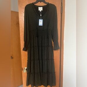 NWT Sail to Sable leopard smocked midi dress Large